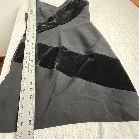 Andrea Polizzi For Rex Lester Black Velvet Striped Mini Dress Size 10 Lined - Picture 9 of 9